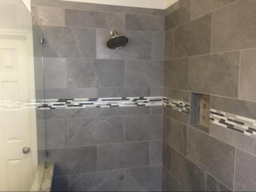 bathroom remodel mosaic tile install