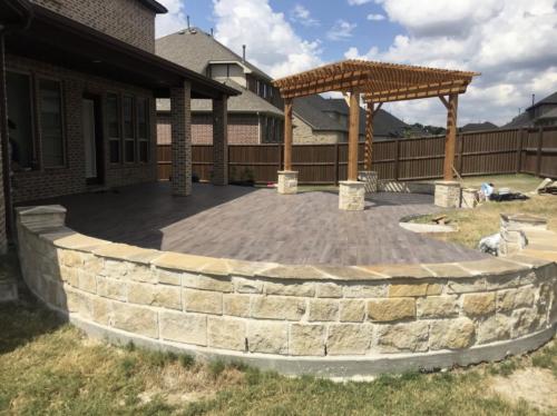 stone masonry patio install